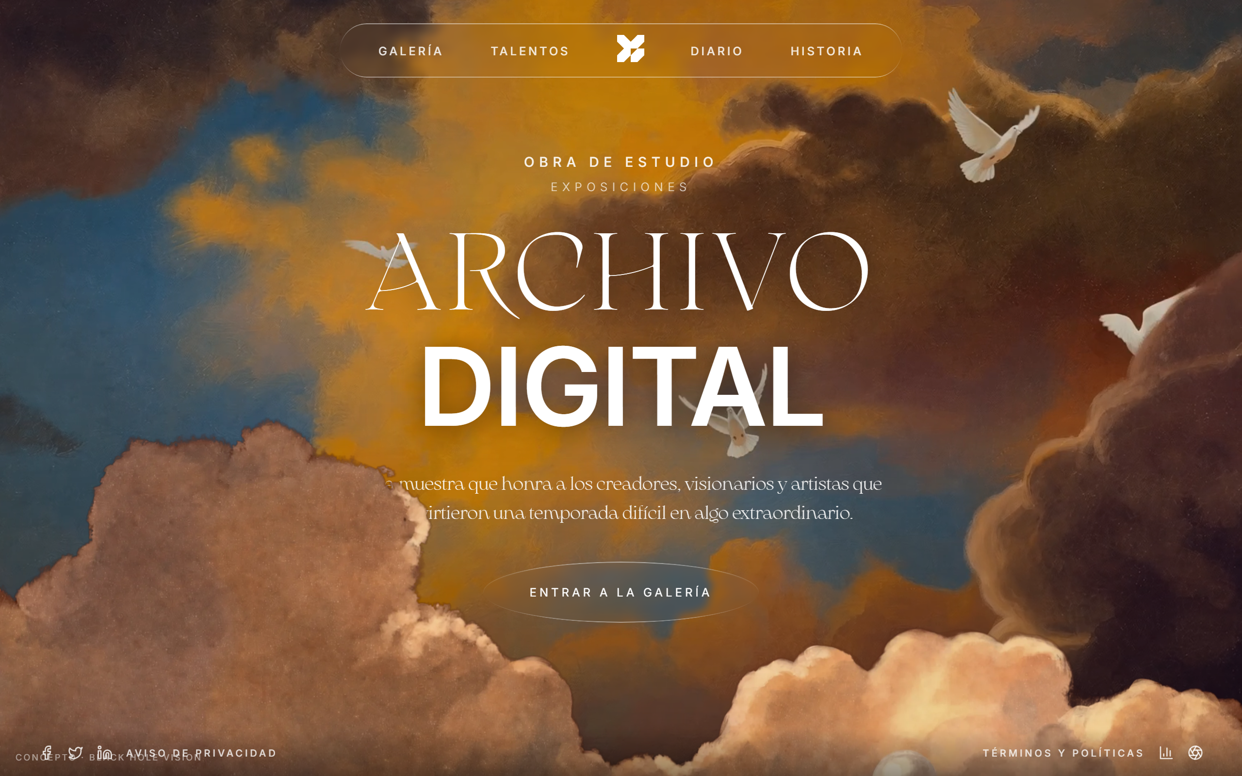 Landing editorial de galería de arte — Archivo