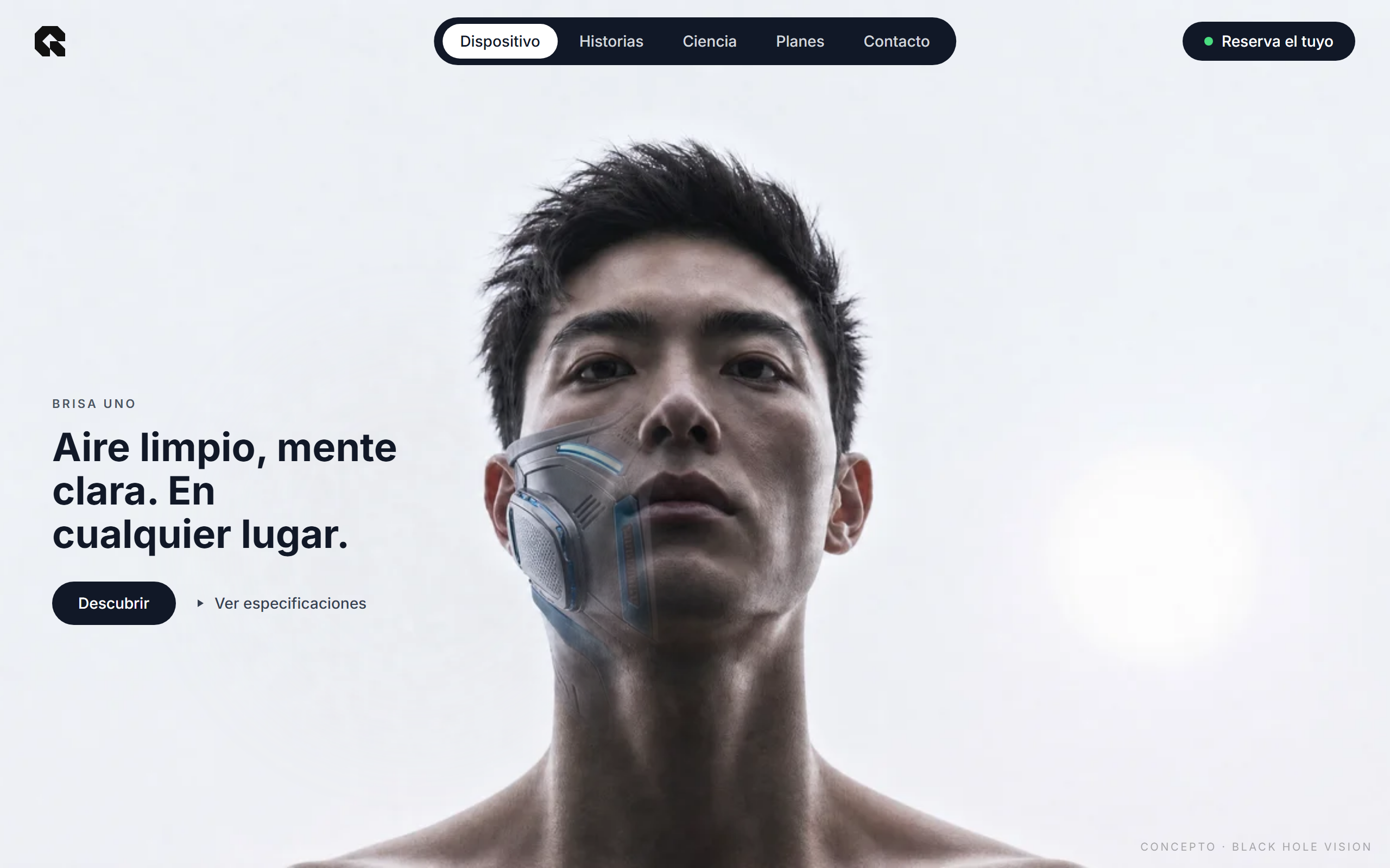 Hero con revelado de spotlight interactivo — Brisa